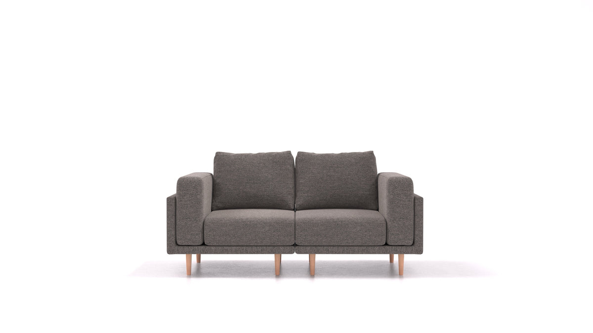Clooods 2S, modulares Sofa von FEYDOM im Stoff Alure DE-92 Middle Grey, helle Füße