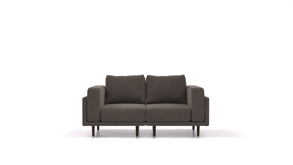 Clooods 2S, modulares Sofa von FEYDOM im Stoff Velare ET-12 Dark Grey, dunkle Füße