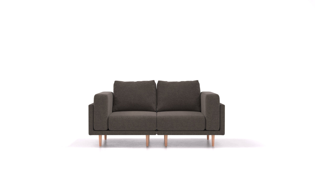Clooods 2S, modulares Sofa von FEYDOM im Stoff Velare ET-12 Dark Grey, helle Füße