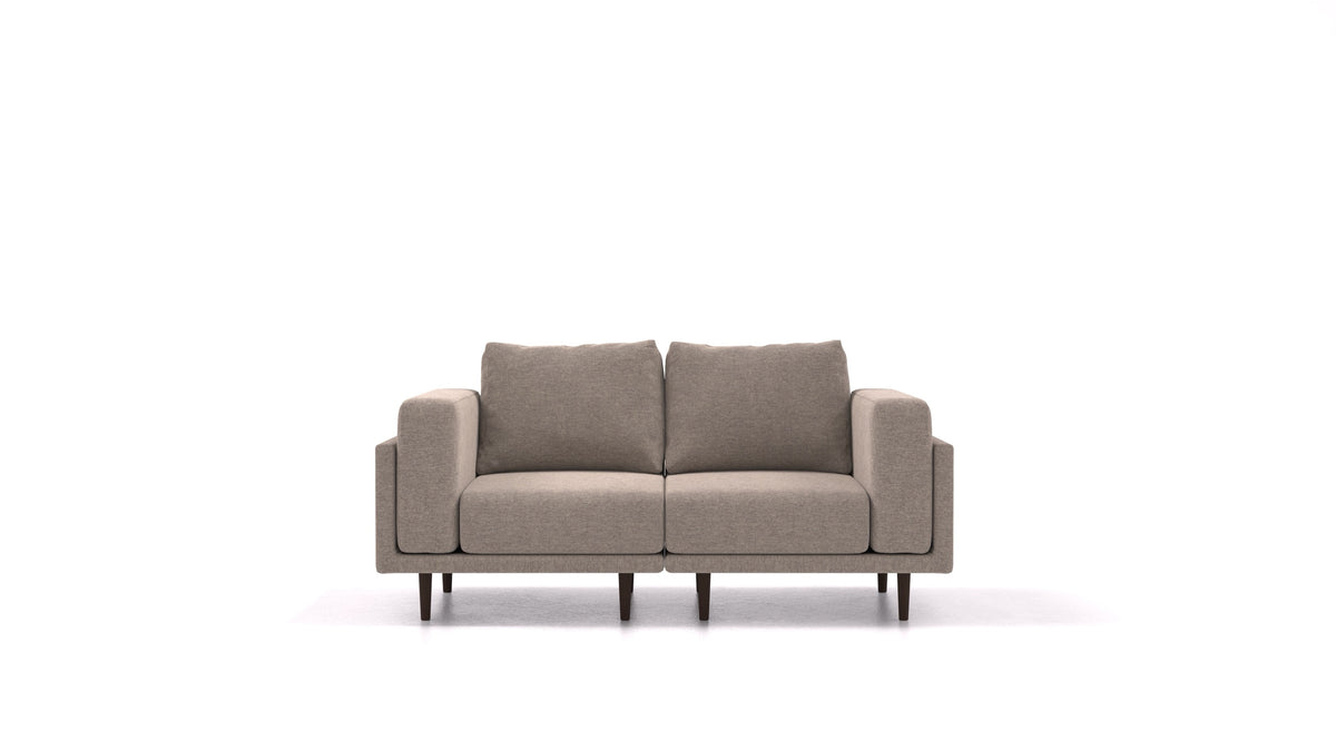 Clooods 2S, modulares Sofa von FEYDOM im Stoff Velare ET-14 Middle Grey, dunkle Füße