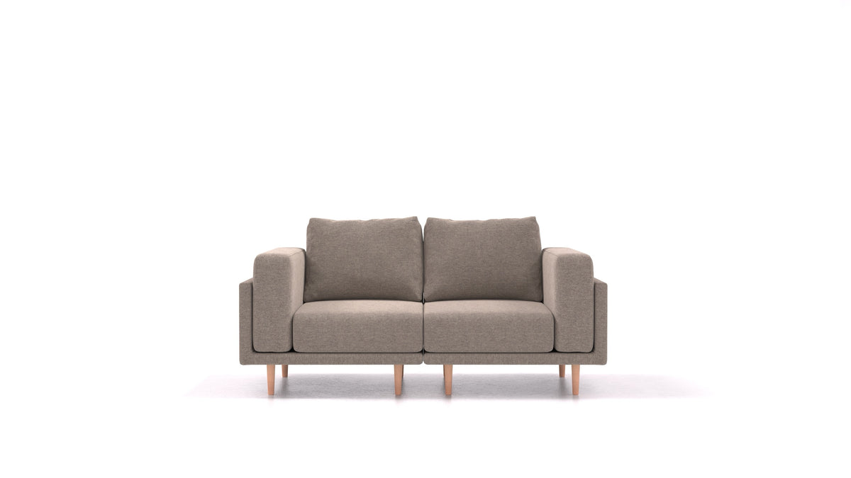 Clooods 2S, modulares Sofa von FEYDOM im Stoff Velare ET-14 Middle Grey, helle Füße