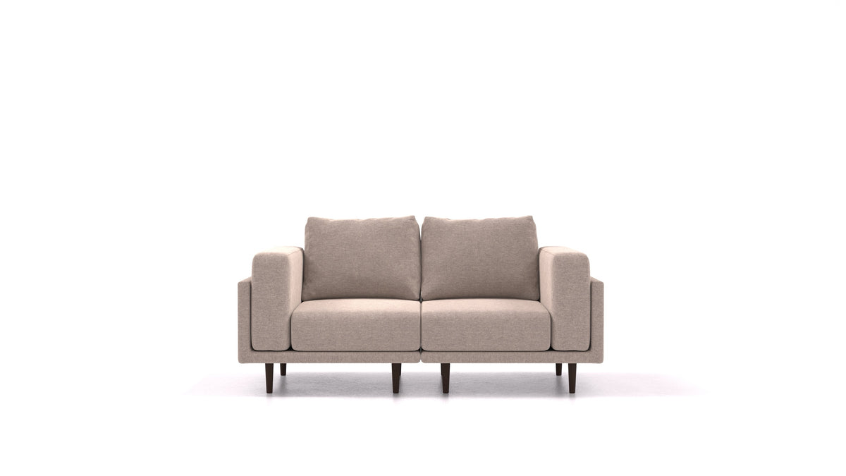 Clooods 2S, modulares Sofa von FEYDOM im Stoff Velare ET-15 Light Grey, dunkle Füße