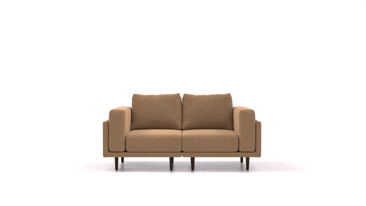 Clooods 2S, modulares Sofa von FEYDOM im Stoff Velare ET-24 Cappuccino, dunkle Füße