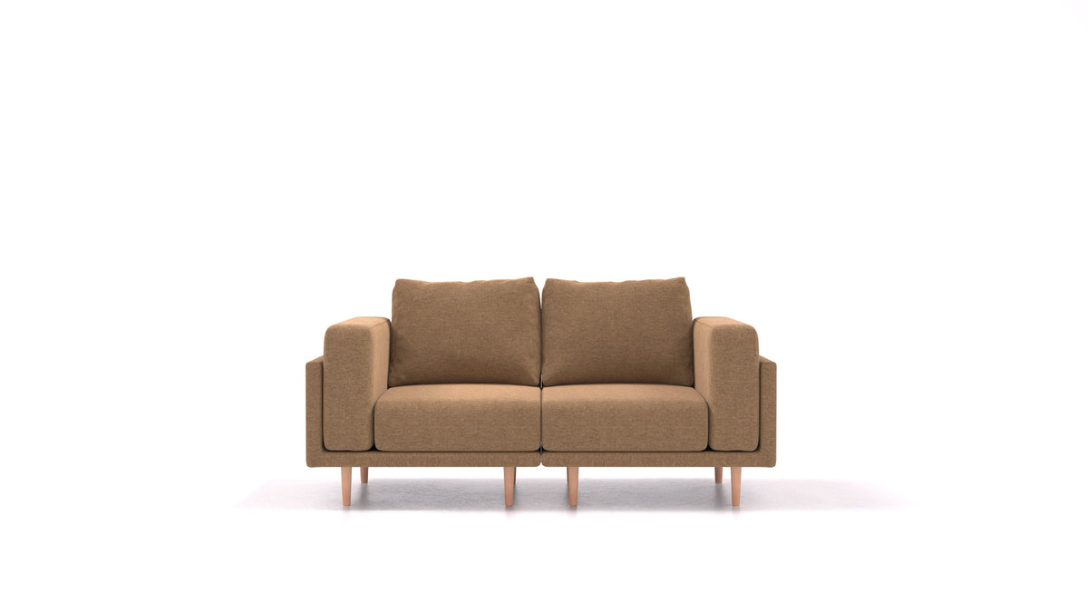 Clooods 2S, modulares Sofa von FEYDOM im Stoff Velare ET-24 Cappuccino, helle Füße