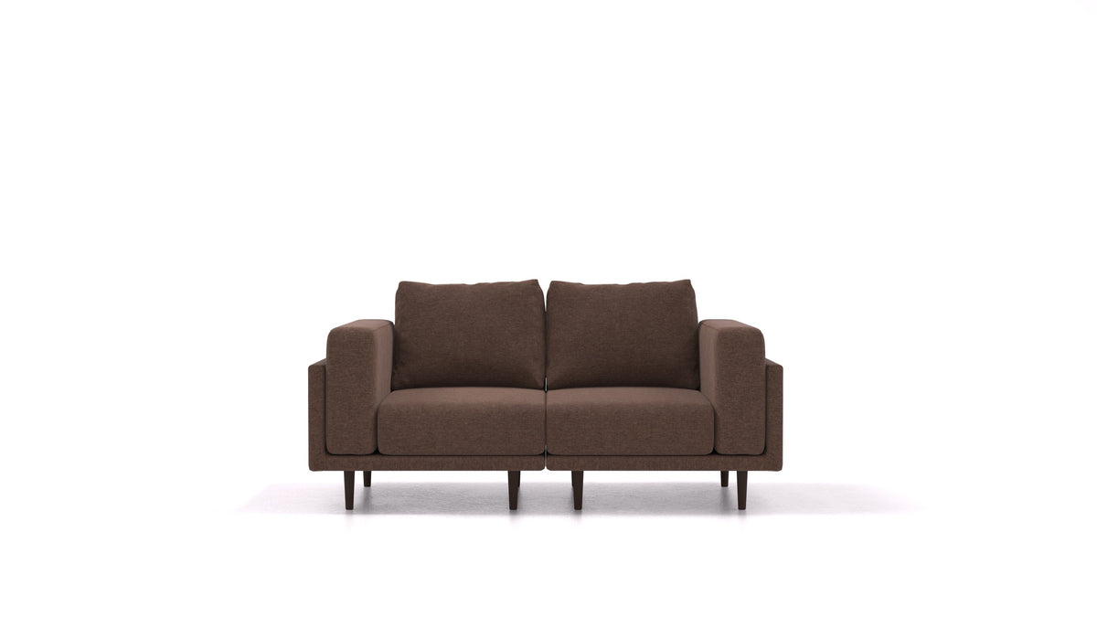 Clooods 2S, modulares Sofa von FEYDOM im Stoff Velare ET-27 Chocolate, dunkle Füße