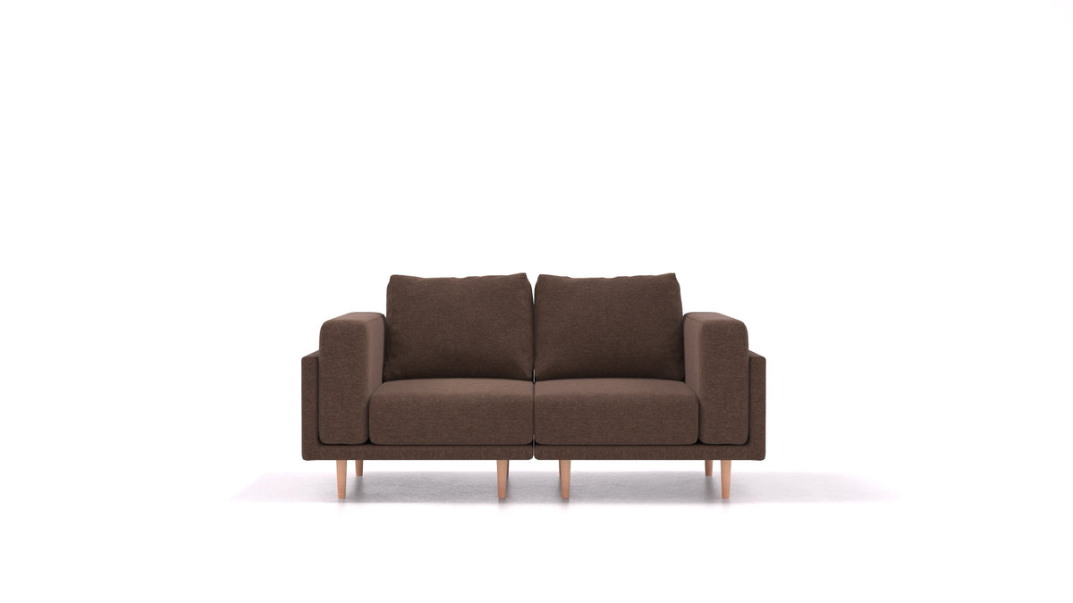Clooods 2S, modulares Sofa von FEYDOM im Stoff Velare ET-27 Chocolate, helle Füße