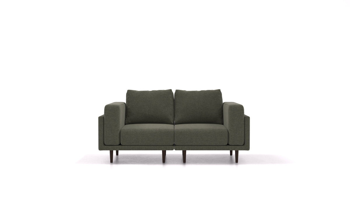 Clooods 2S, modulares Sofa von FEYDOM im Stoff Velare ET-38 Pine, dunkle Füße