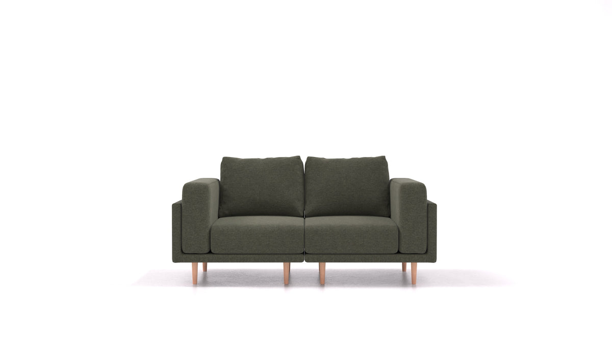 Clooods 2S, modulares Sofa von FEYDOM im Stoff Velare ET-38 Pine, helle Füße