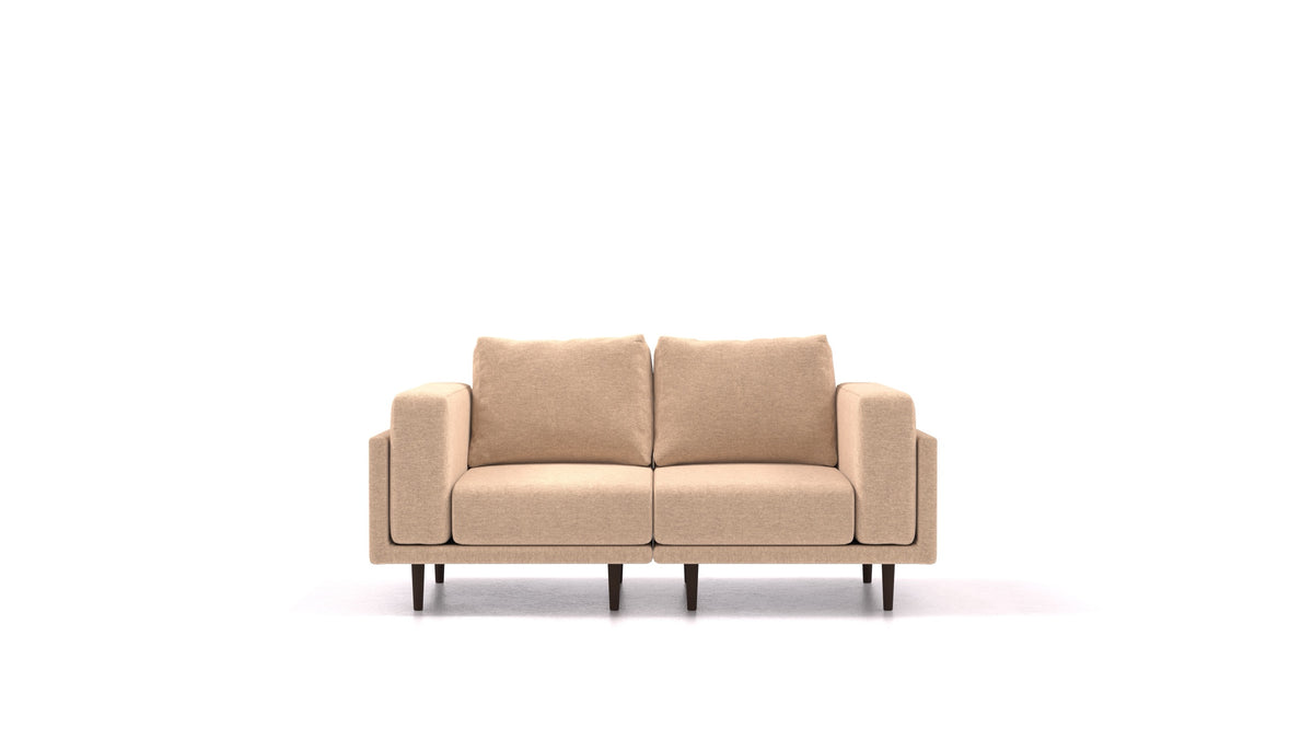 Clooods 2S, modulares Sofa von FEYDOM im Stoff Velare ET-99 Latte, dunkle Füße