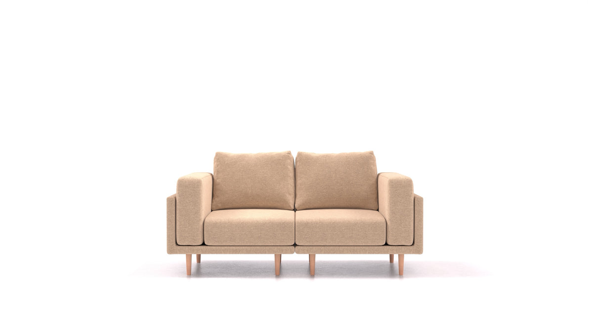 Clooods 2S, modulares Sofa von FEYDOM im Stoff Velare ET-99 Latte, helle Füße