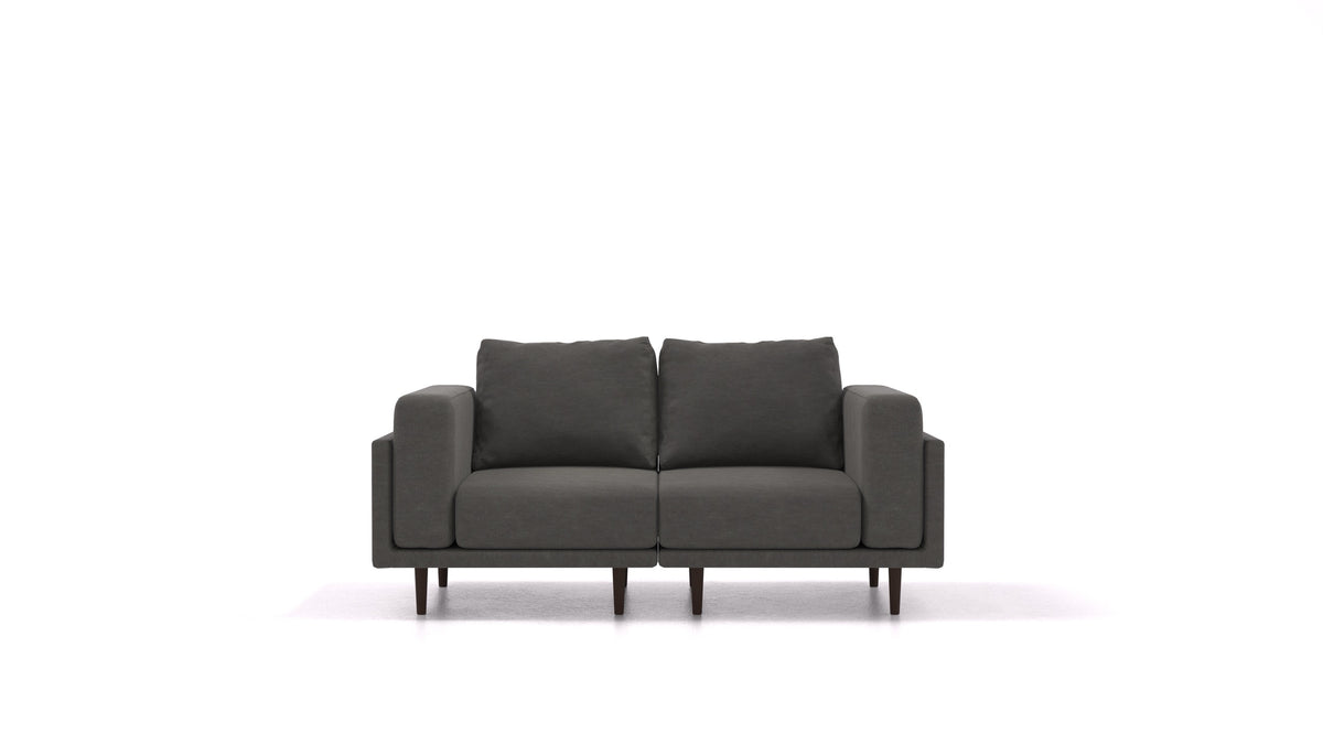Clooods 2S, modulares Sofa von FEYDOM im Stoff Mollia FF-12 Dark Grey, dunkle Füße