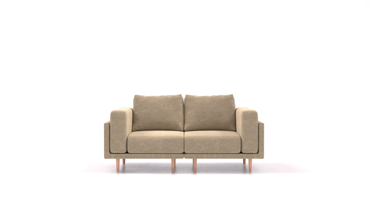 Clooods 2S, modulares Sofa von FEYDOM im Stoff Mollia FF-13 Cappuccino, helle Füße