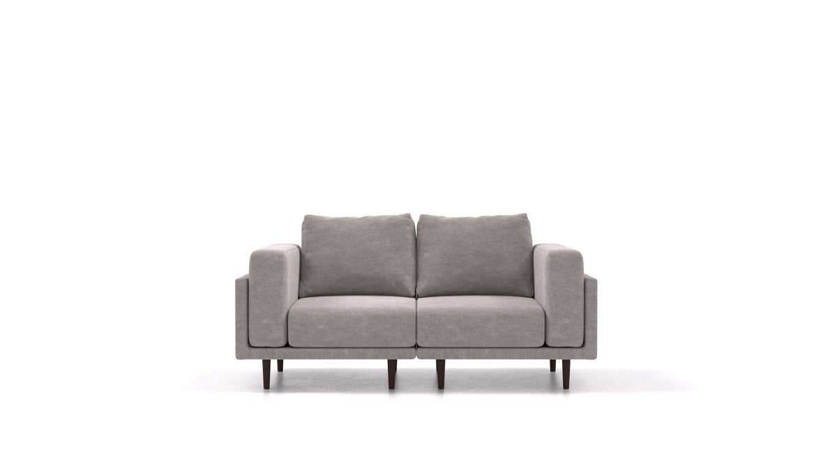 Clooods 2S, modulares Sofa von FEYDOM im Stoff Mollia FF-14 Middle Grey, dunkle Füße