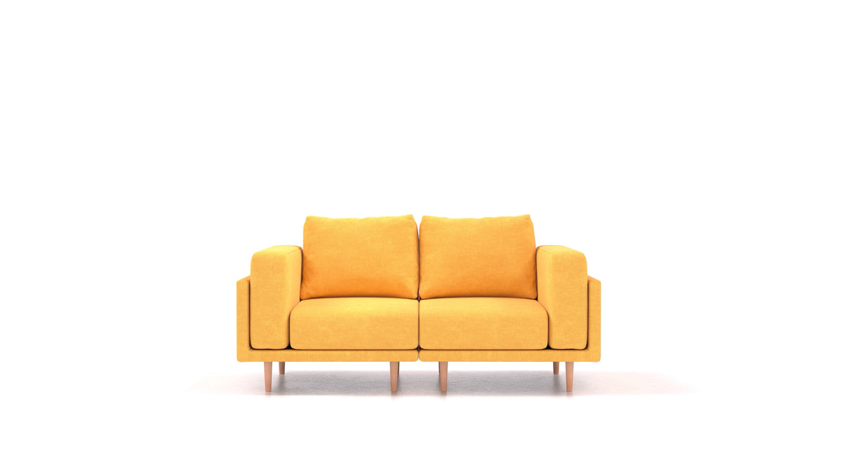 Clooods 2S, modulares Sofa von FEYDOM im Stoff Mollia FF-16 Yellow, helle Füße