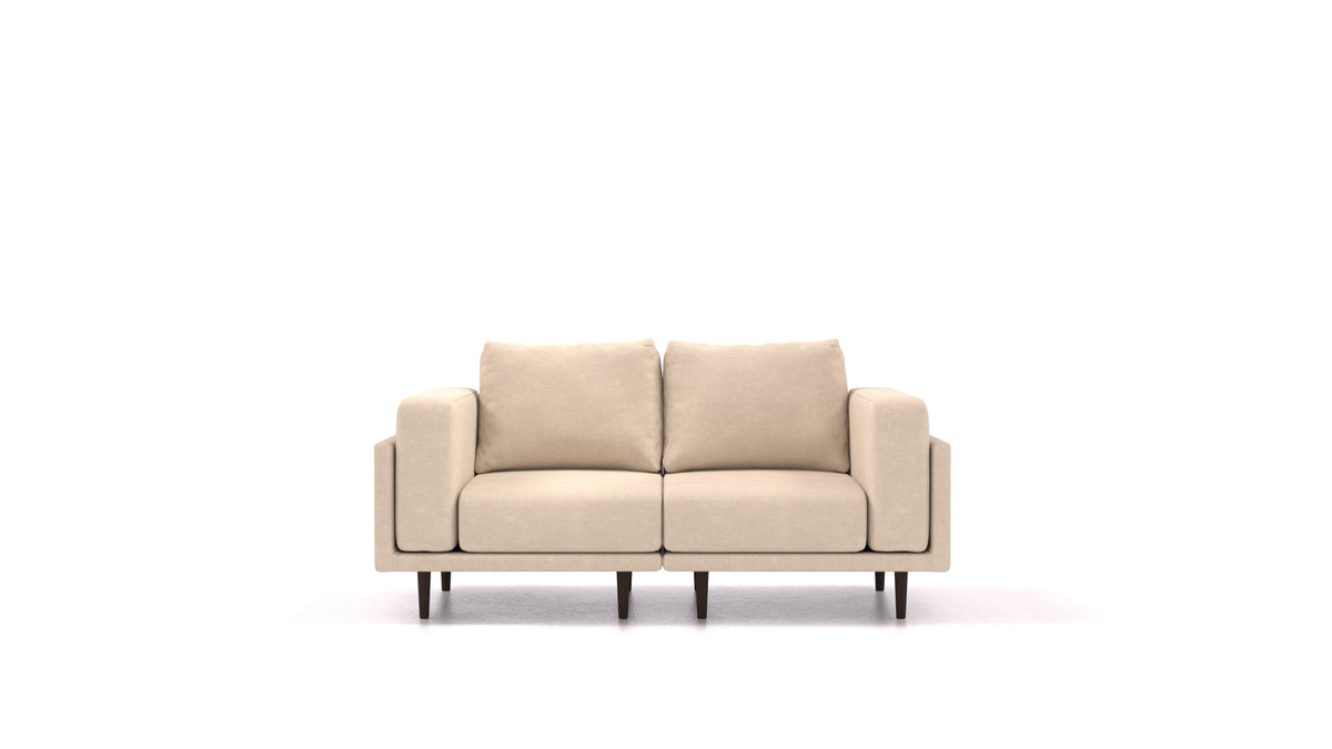 Clooods 2S, modulares Sofa von FEYDOM im Stoff Mollia HC-03 Honey, dunkle Füße