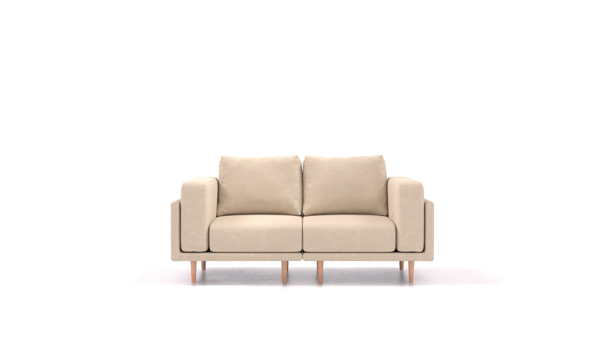Clooods 2S, modulares Sofa von FEYDOM im Stoff Mollia HC-03 Honey, helle Füße