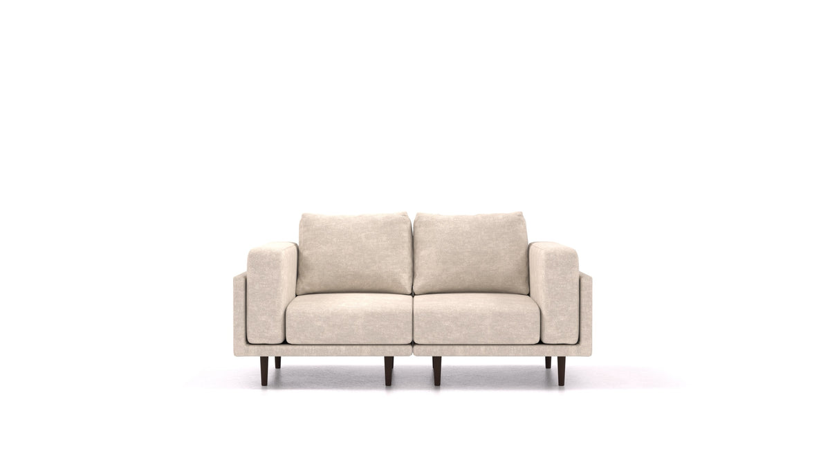 Clooods 2S, modulares Sofa von FEYDOM im Stoff Mollia HC-04 White, dunkle Füße
