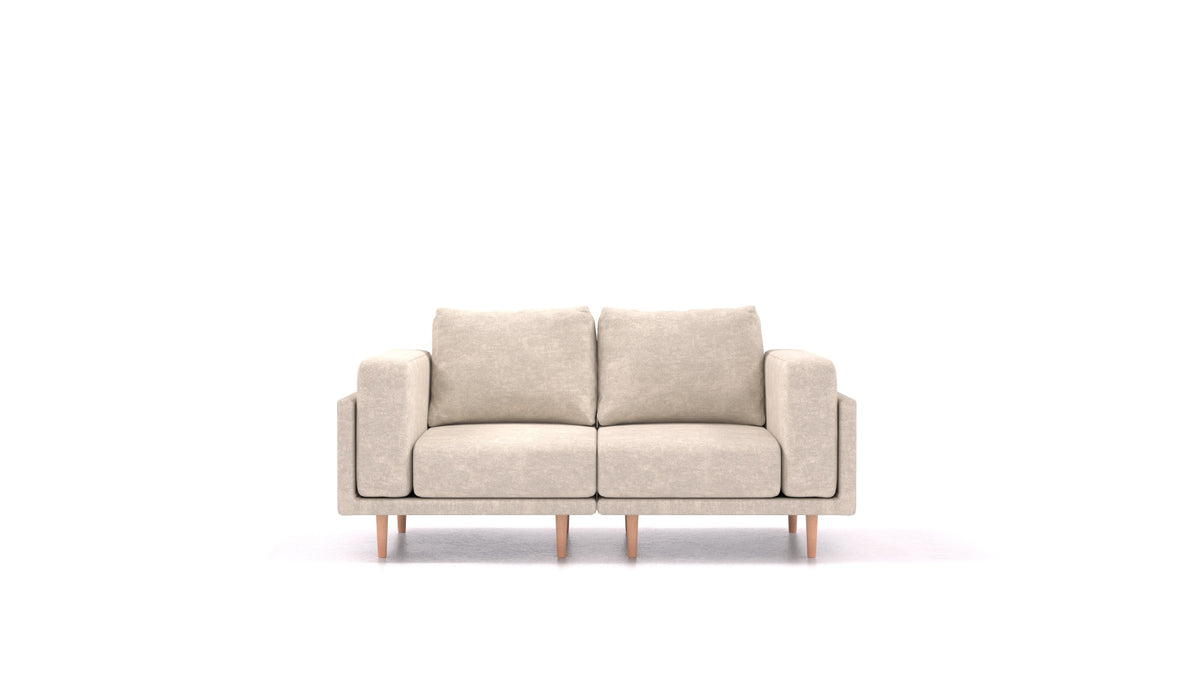 Clooods 2S, modulares Sofa von FEYDOM im Stoff Mollia HC-04 White, helle Füße