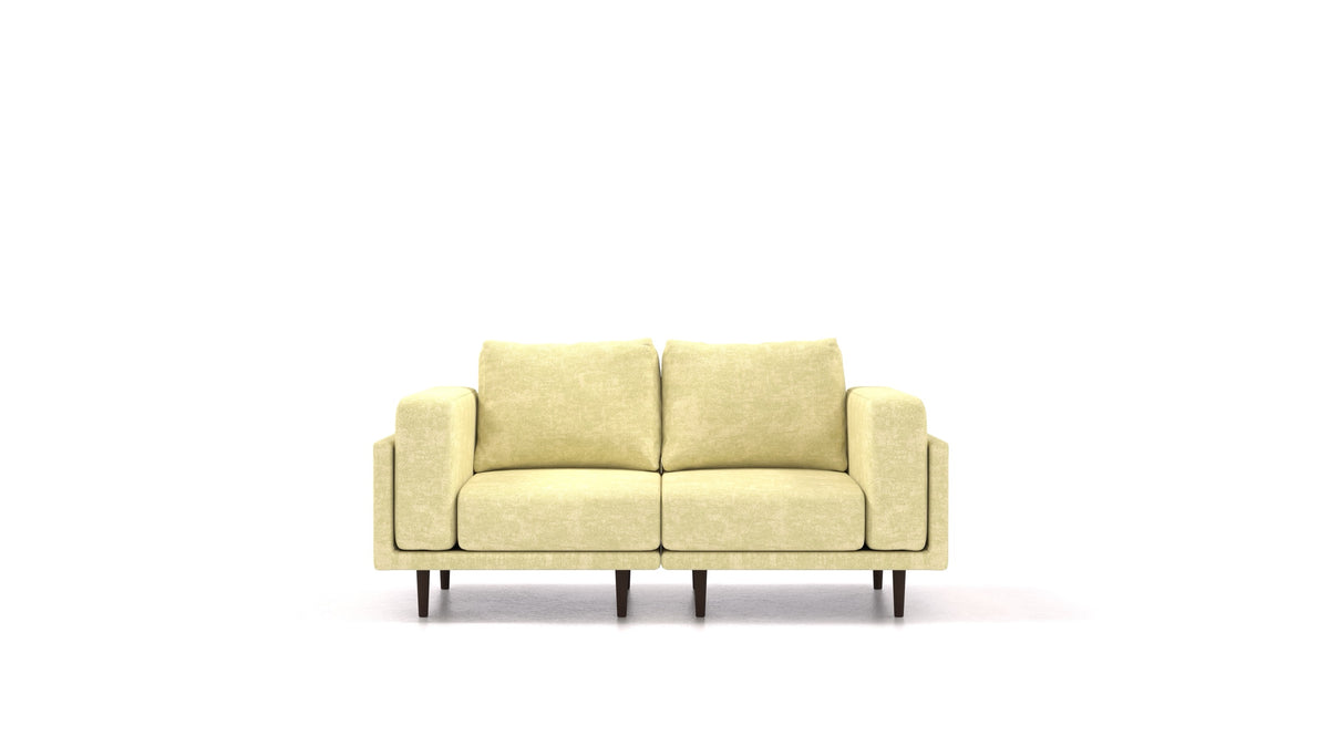 Clooods 2S, modulares Sofa von FEYDOM im Stoff Mollia HC-09 Grass Green, dunkle Füße