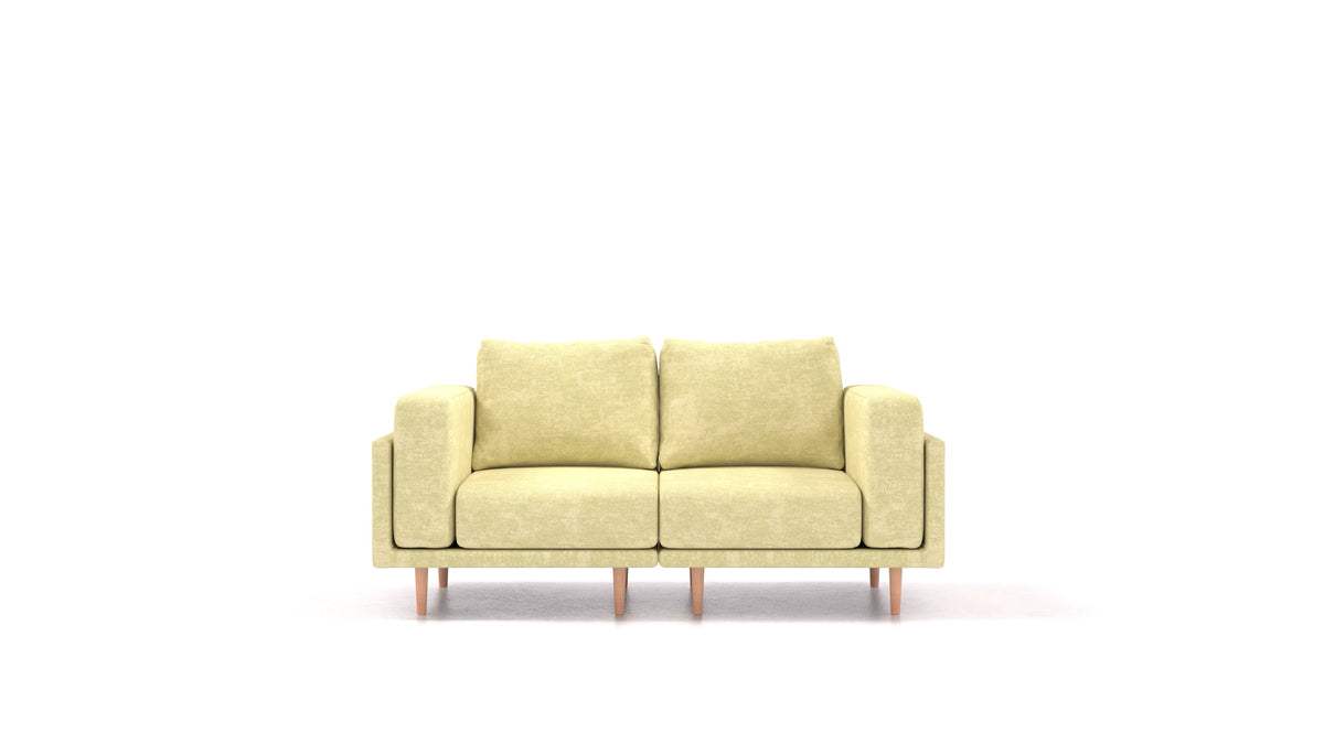 Clooods 2S, modulares Sofa von FEYDOM im Stoff Mollia HC-09 Grass Green, helle Füße