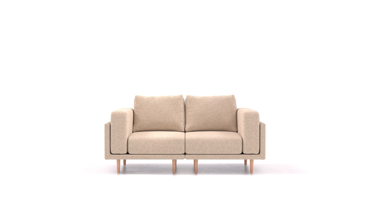 Clooods 2S, modulares Sofa von FEYDOM im Stoff Icon IC-06 Cappuccino, helle Füße