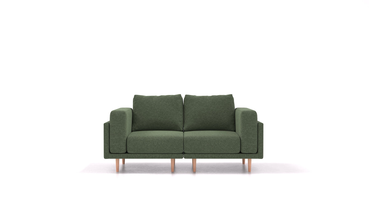 Clooods 2S, modulares Sofa von FEYDOM im Stoff Icon IC-39 Forest, helle Füße