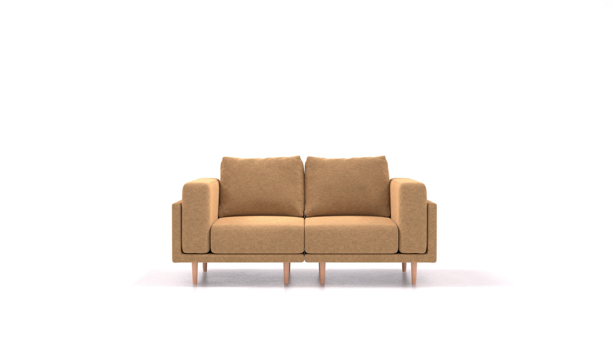 Clooods 2S, modulares Sofa von FEYDOM im Stoff Icon IC-45 Antic Gold, helle Füße