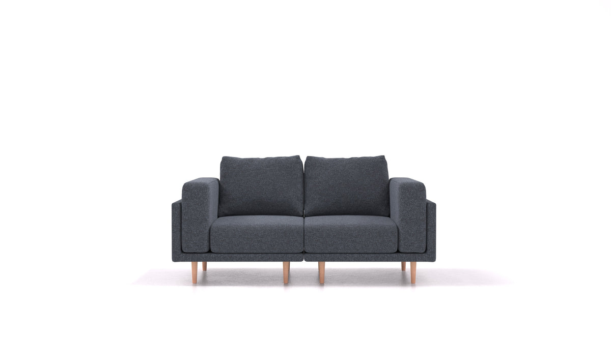 Clooods 2S, modulares Sofa von FEYDOM im Stoff Icon IC-79 Deep Blue, helle Füße