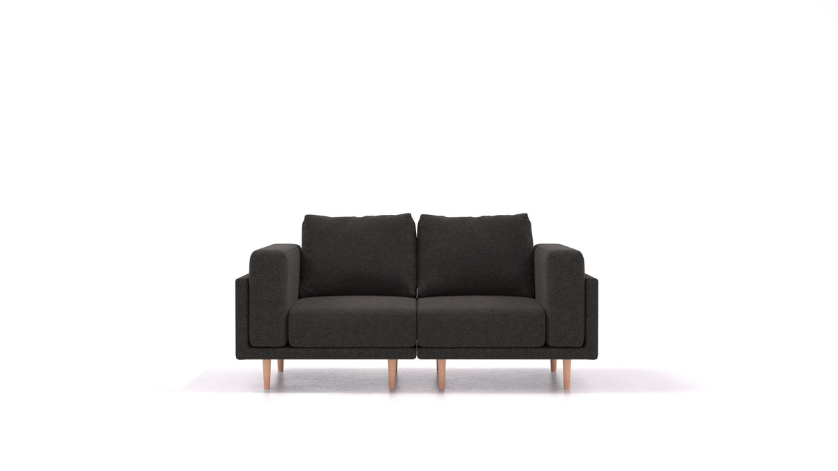 Clooods 2S, modulares Sofa von FEYDOM im Stoff Icon IC-99 Umbra, helle Füße
