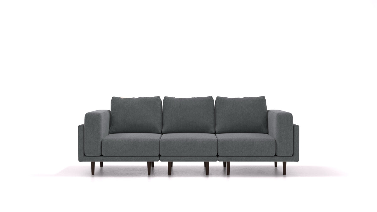 Clooods 3S, modulares Sofa von FEYDOM im Stoff Astra AT-88 Dark Grey, dunkle Füße