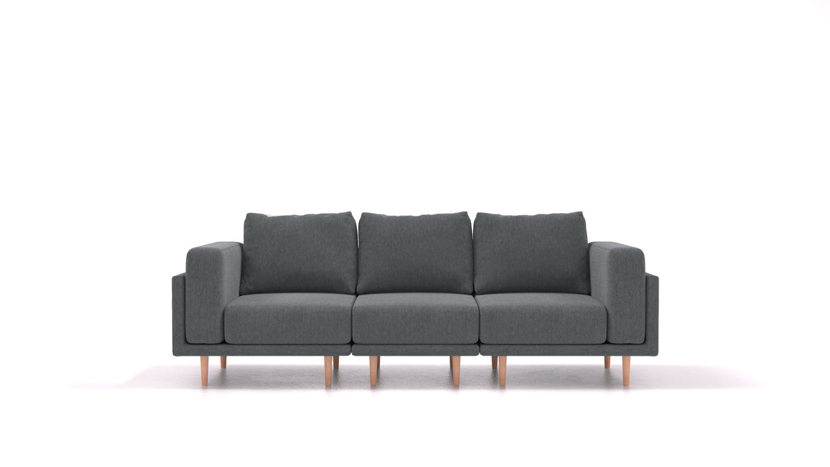 Clooods 3S, modulares Sofa von FEYDOM im Stoff Astra AT-88 Dark Grey, helle Füße