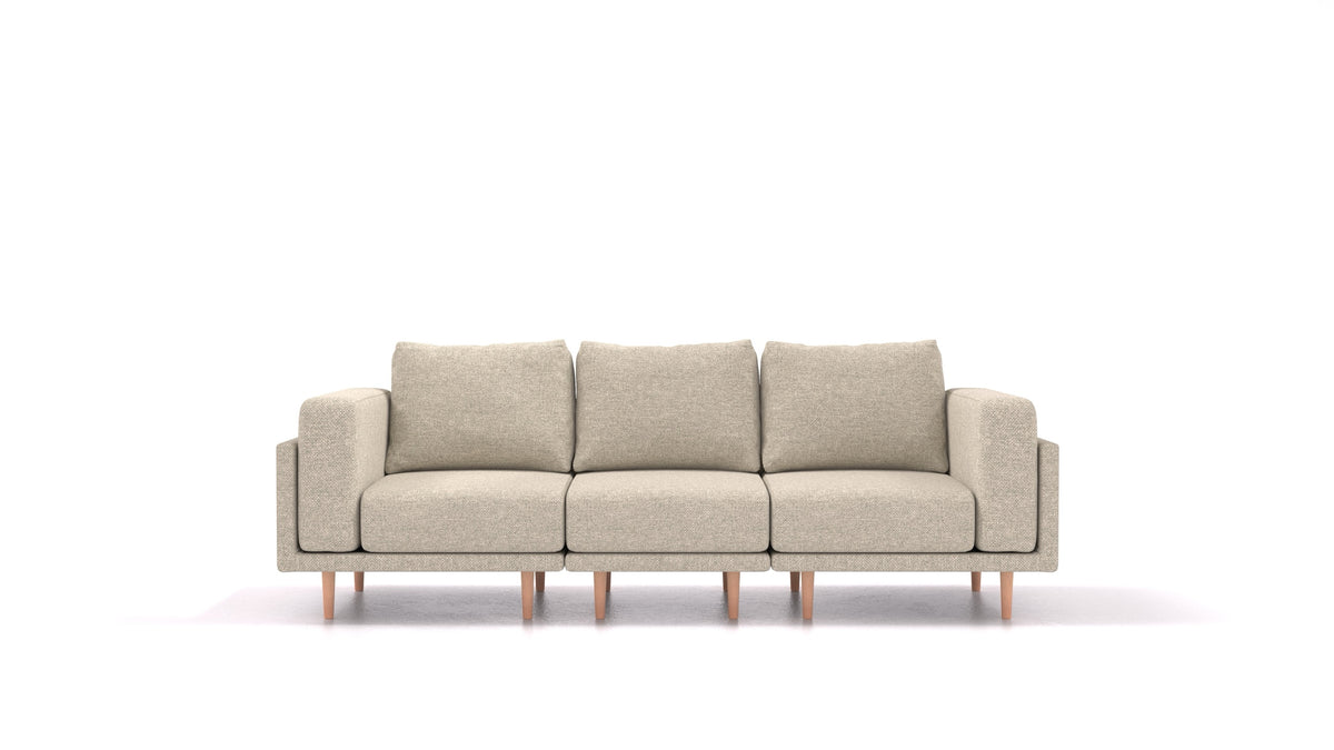 Clooods 3S, modulares Sofa von FEYDOM im Stoff Alure DE-09 Natur, helle Füße