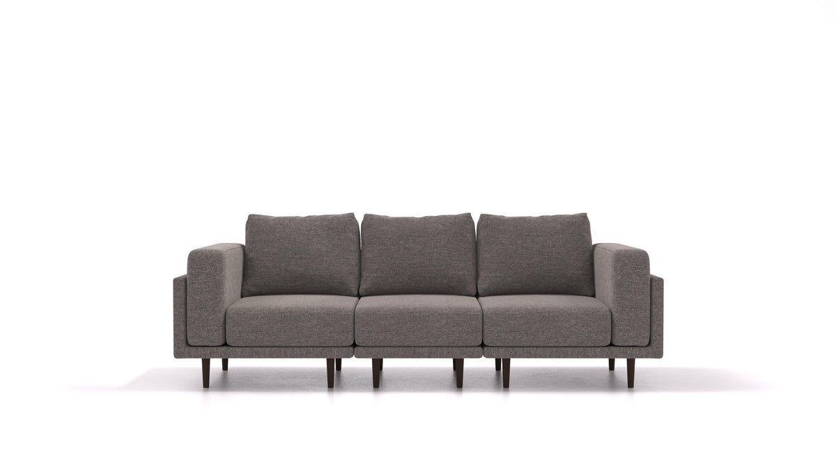 Clooods 3S, modulares Sofa von FEYDOM im Stoff Alure DE-92 Middle Grey, dunkle Füße