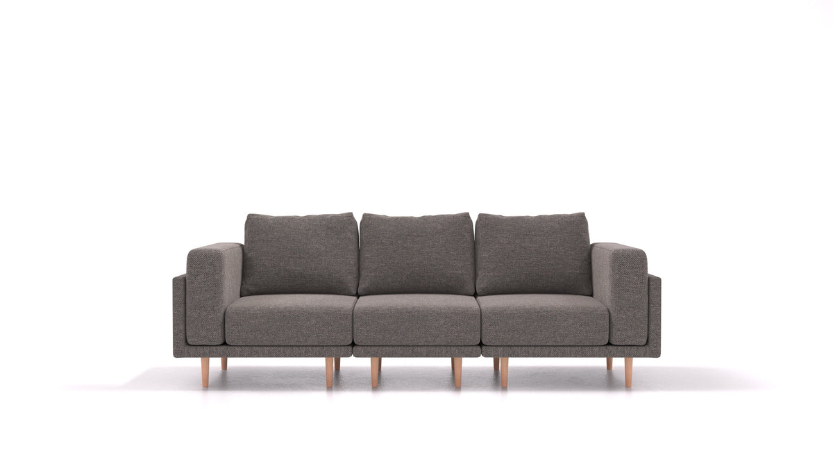 Clooods 3S, modulares Sofa von FEYDOM im Stoff Alure DE-92 Middle Grey, helle Füße