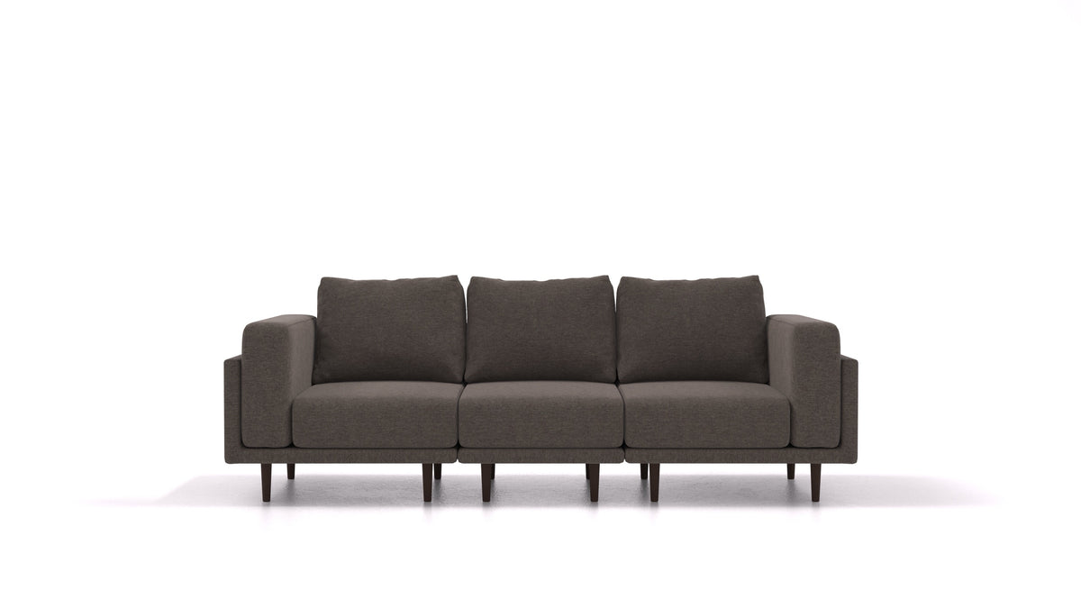Clooods 3S, modulares Sofa von FEYDOM im Stoff Velare ET-12 Dark Grey, dunkle Füße