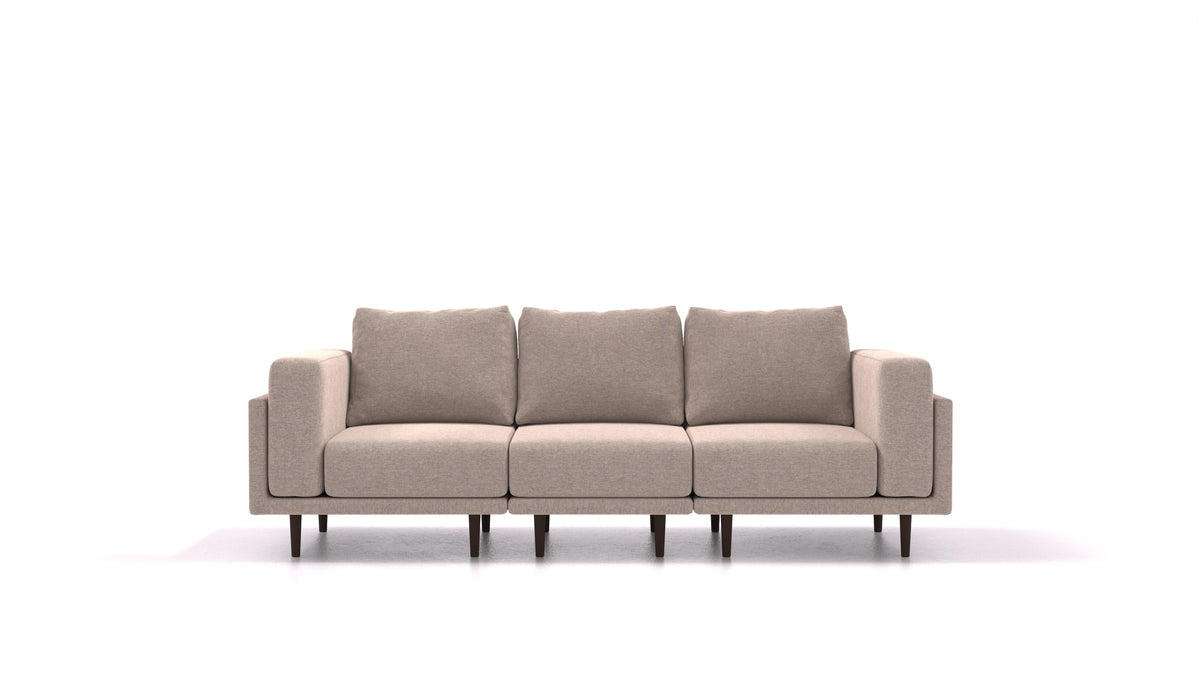 Clooods 3S, modulares Sofa von FEYDOM im Stoff Velare ET-15 Light Grey, dunkle Füße