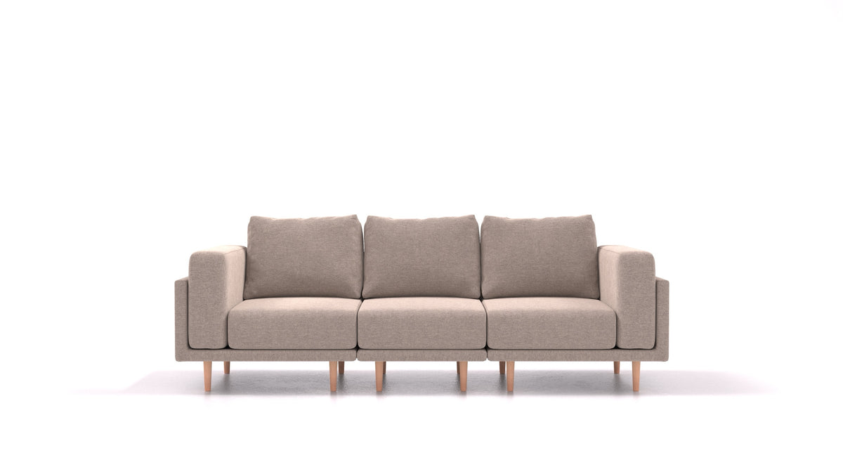 Clooods 3S, modulares Sofa von FEYDOM im Stoff Velare ET-15 Light Grey, helle Füße