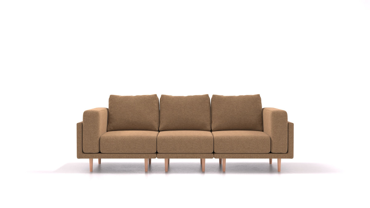 Clooods 3S, modulares Sofa von FEYDOM im Stoff Velare ET-24 Cappuccino, helle Füße