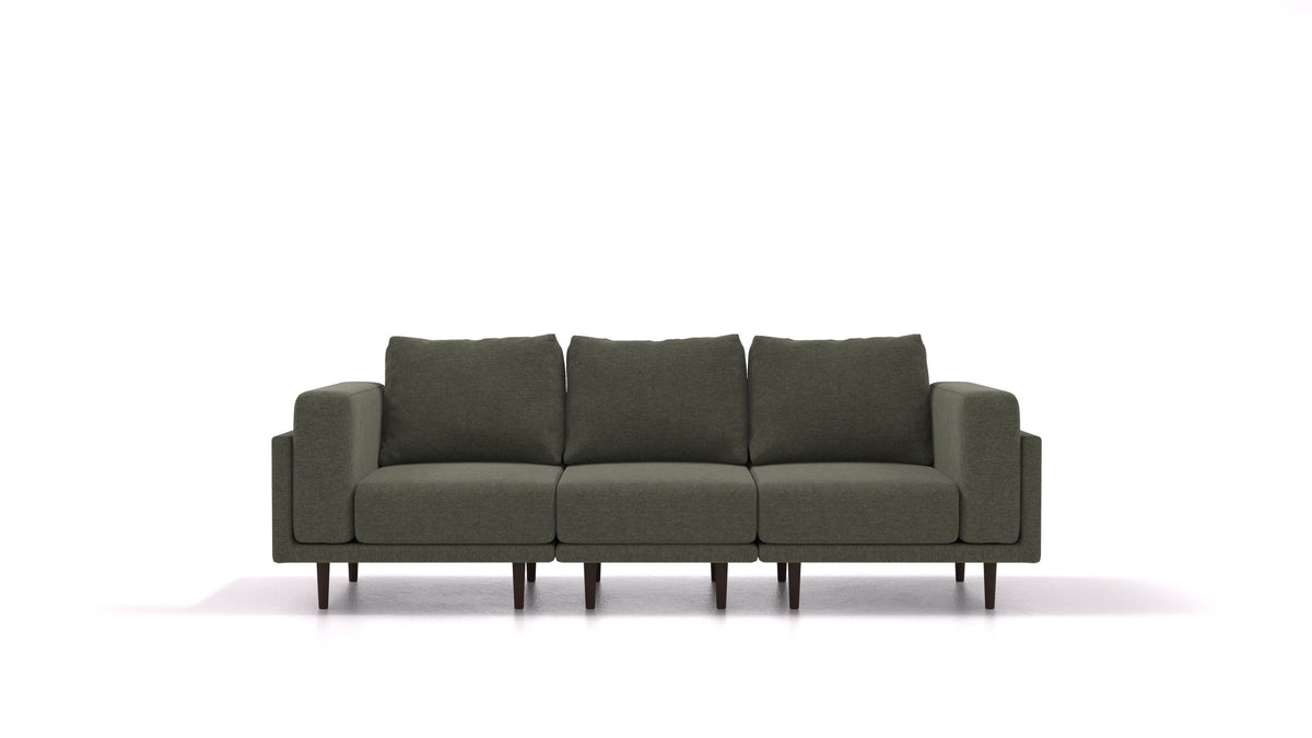 Clooods 3S, modulares Sofa von FEYDOM im Stoff Velare ET-38 Pine, dunkle Füße