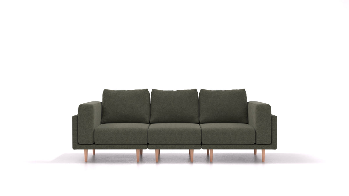 Clooods 3S, modulares Sofa von FEYDOM im Stoff Velare ET-38 Pine, helle Füße