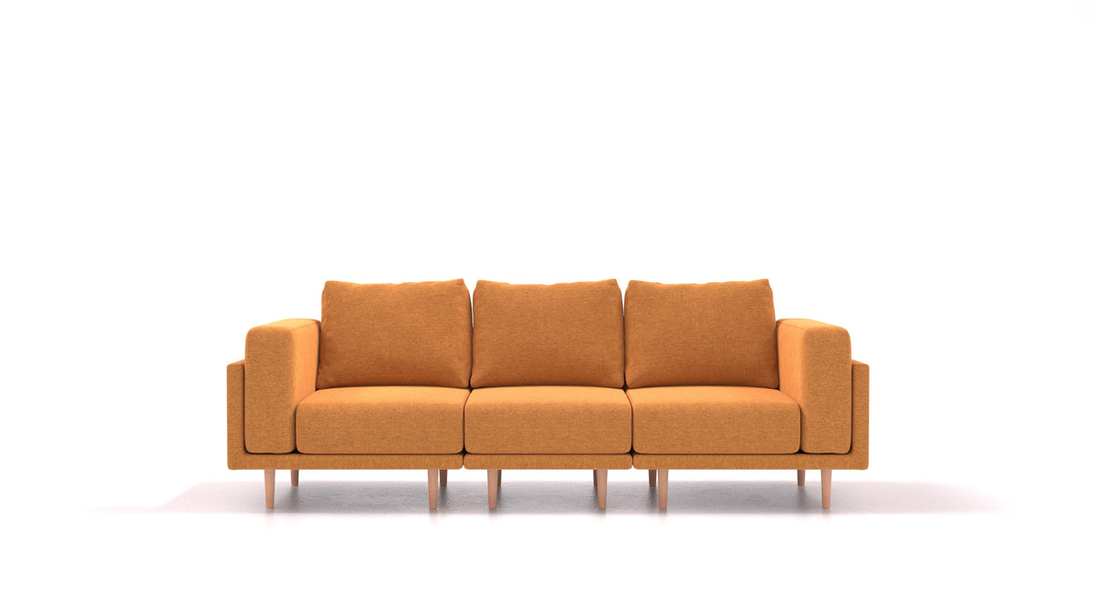 Clooods 3S, modulares Sofa von FEYDOM im Stoff Velare ET-48 Antic Gold, helle Füße