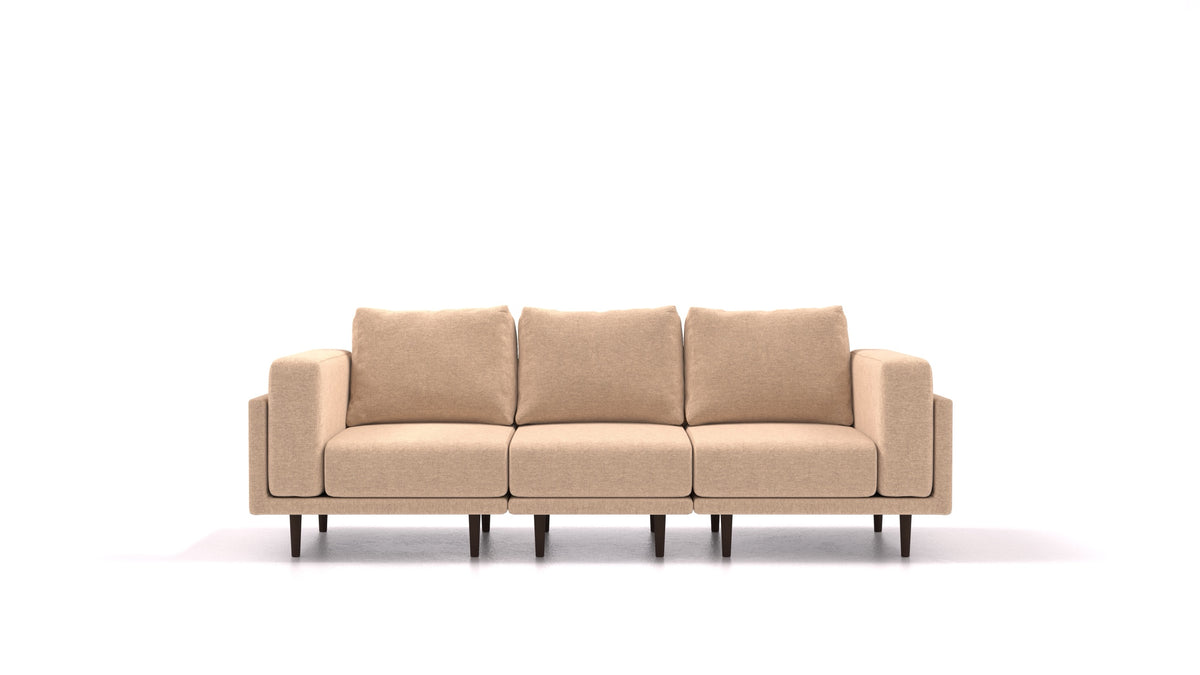 Clooods 3S, modulares Sofa von FEYDOM im Stoff Velare ET-99 Latte, dunkle Füße