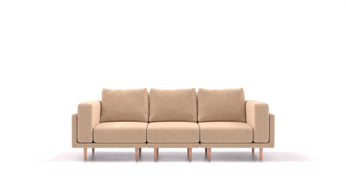 Clooods 3S, modulares Sofa von FEYDOM im Stoff Velare ET-99 Latte, helle Füße