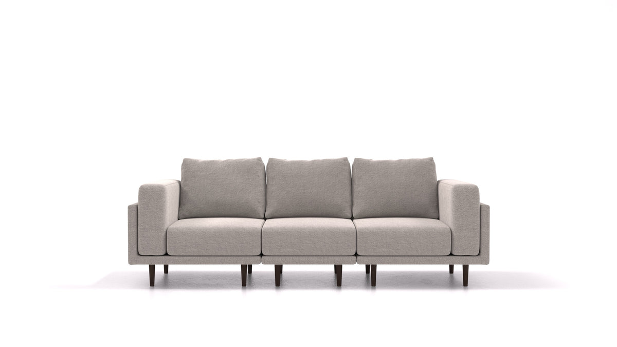 Clooods 3S, modulares Sofa von FEYDOM im Stoff Phoenix FE-84 Middle Grey, dunkle Füße