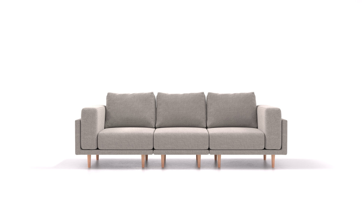 Clooods 3S, modulares Sofa von FEYDOM im Stoff Phoenix FE-84 Middle Grey, helle Füße