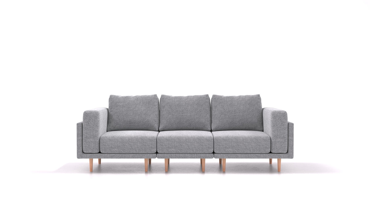 Clooods 3S, modulares Sofa von FEYDOM im Stoff Phoenix FE-92 Dark Grey, helle Füße