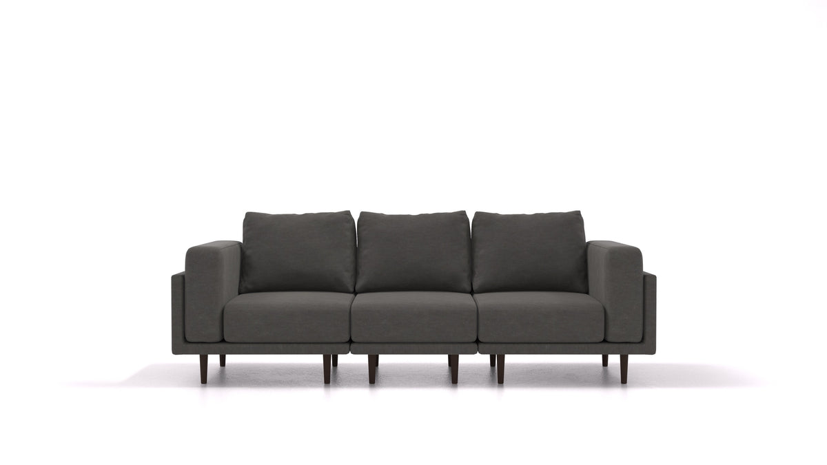 Clooods 3S, modulares Sofa von FEYDOM im Stoff Mollia FF-12 Dark Grey, dunkle Füße