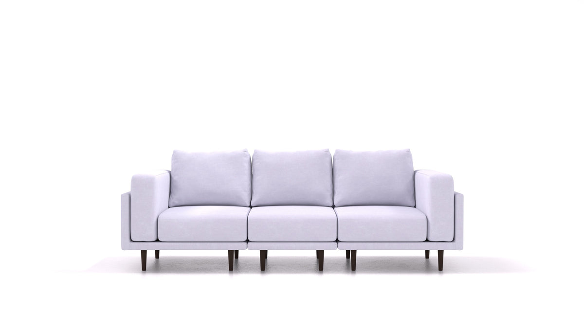 Clooods 3S, modulares Sofa von FEYDOM im Stoff Mollia FF-17 Lavander, dunkle Füße
