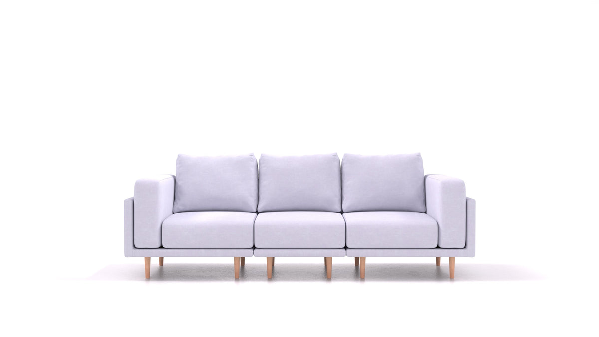 Clooods 3S, modulares Sofa von FEYDOM im Stoff Mollia FF-17 Lavander, helle Füße