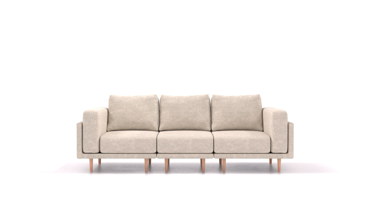 Clooods 3S, modulares Sofa von FEYDOM im Stoff Mollia HC-04 White, helle Füße